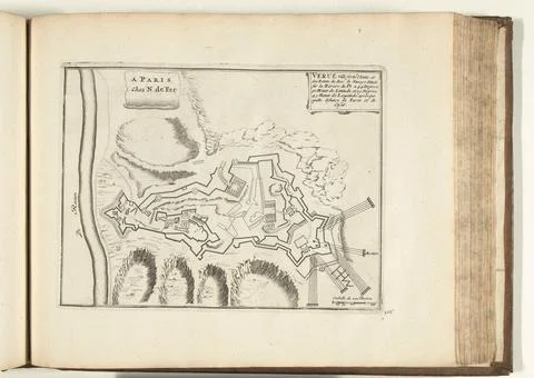 Austrian Museums, 17th-20th ct, Map of Verua, 1726; Verue Ville Forte d'Italie, Fotos Stock