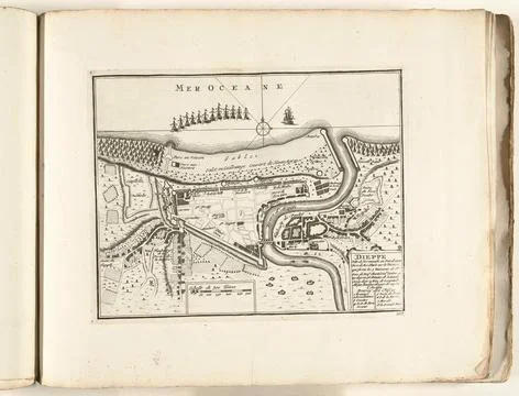 Austrian Museums, 17th-20th ct, Map of Dieppe, ca. 1702; Dieppe Ville Normandie Fotos Stock