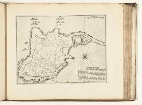 Austrian Museums, 17th-20th ct, Map of Saint-Malo, 1726; St. Malo Ville de la Stock Photos