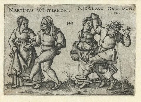 Austrian Museums, 17th-20th ct, Dancing farm pairs, man gives over; November and Fotos Stock