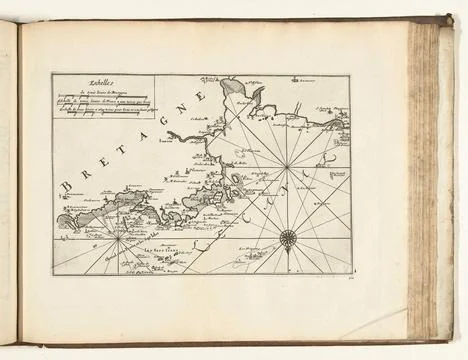 Austrian Museums, 17th-20th ct, Map of the north coast of Brittany, 1726; Les Stock Photos