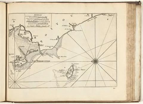 Austrian Museums, 17th-20th ct, Map of the French west coast at le de Stock Photos