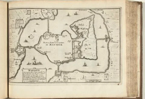 Austrian Museums, 17th-20th ct, Map of Mantua, 1726; Plan des Fortifications de Fotos Stock