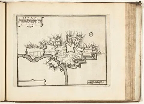 Austrian Museums, 17th-20th ct, Map of Sedan, 1726; Sedan Ville Forte de Stockfoto's