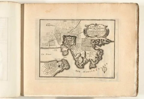 Austrian Museums, 17th-20th ct, Map of the port of Marseille, ca. 1702; Stock Photos