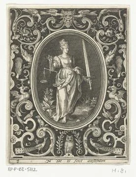 Austrian Museums, 17th-20th ct, Justice in oval list within rectangular frame Foto stock