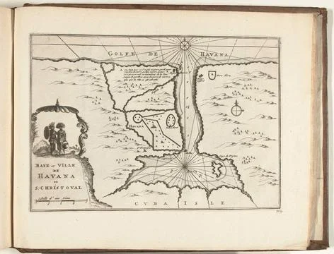 Austrian Museums, 17th-20th ct, Map of Havana and the Bay on Cuba, 1726; Baye et Stock Photos