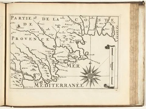 Austrian Museums, 17th-20th ct, Map of the French South Coast at Antibes, 1726; Stock Photos