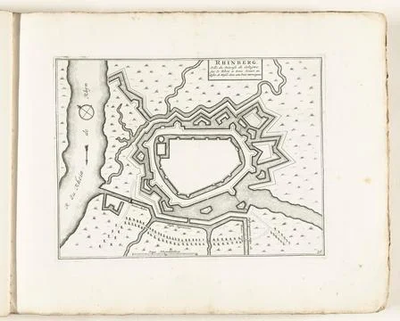 Austrian Museums, 17th-20th ct, Map of Rheinberg, ca. 1702; Rhinberg, Ville du Fotos Stock
