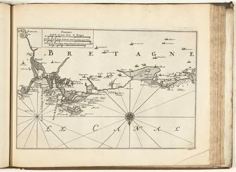 Austrian Museums, 17th-20th ct, Map of the north coast of Brittany, 1726; Les Stock Photos