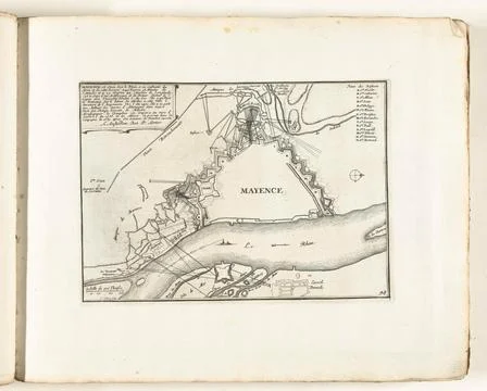 Austrian Museums, 17th-20th ct, Map of Mainz, ca. 1702; Mayence, Est Situe dea Fotos Stock