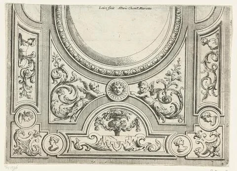 Austrian Museums, 17th-20th ct, Half of rectangular ceiling; Ceilings la modern. Stock Photos