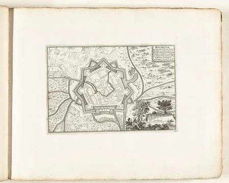 Austrian Museums, 17th-20th ct, Map of Maubeuge, approx. 1702; Maubeuge Au Roy Stockfoto's