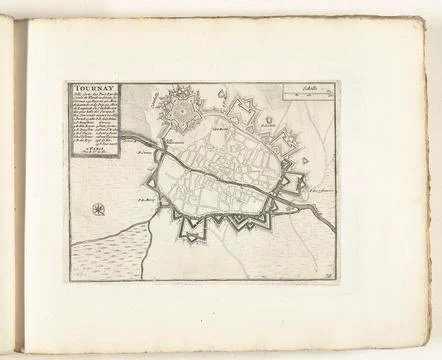 Austrian Museums, 17th-20th ct, Tournai map, ca. 1702; Tournay Ville Forte des Fotos Stock