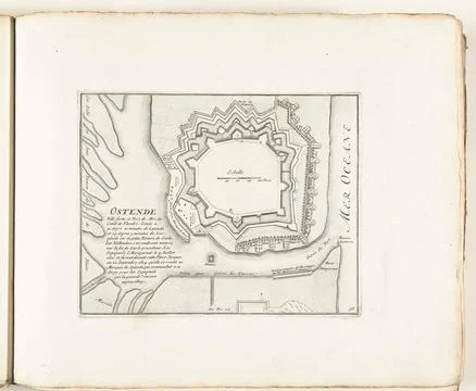 Austrian Museums, 17th-20th ct, Map of Ostend, approx. 1702; Ostende Ville Stock Photos