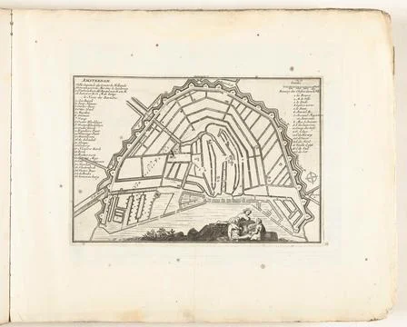 Austrian Museums, 17th-20th ct, MAP of Amsterdam, c. 1702. Map of Amsterdam. Stock Photos