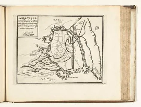 Austrian Museums, 17th-20th ct, Map of Abbeville, 1726; Abbeville, Est Une Ville Stock Photos