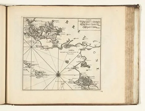Austrian Museums, 17th-20th ct, Map of the south coast of Brittany at Vannes, Stock Photos