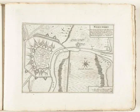 Austrian Museums, 17th-20th ct, Map of Nieuwpoort, approx. 1702; Nieuport Port Fotos Stock