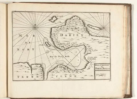 Austrian Museums, 17th-20th ct, Map of Porto Bello Bay in Panama, 1726; Bay et Stock Photos
