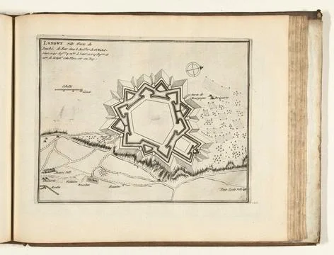 Austrian Museums, 17th-20th ct, Map of Longwy, 1726; Longwy Ville Forte du Duch, Stock Photos