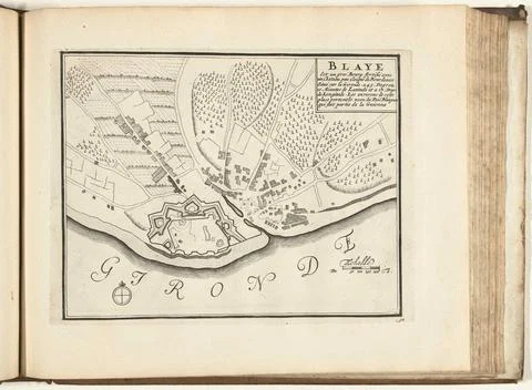 Austrian Museums, 17th-20th ct, Map of Blaye, 1726; Blaye Est Un Gros Bourg Stock Photos