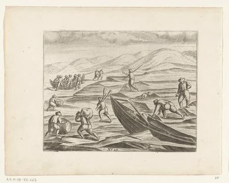 Austrian Museums, 17th-20th ct, The crushed sloop is unloaded, 1597. The Stock Photos