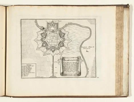 Austrian Museums, 17th-20th ct, Map of Saarlouis, 1726; Saar-Louis Est Une Ville Stock Photos