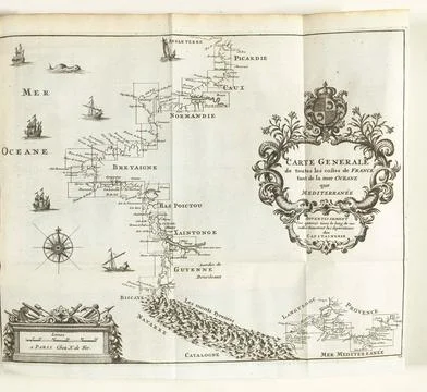 Austrian Museums, 17th-20th ct, Overview map of the French coasts, 1726; Carte Stock Photos