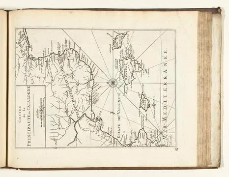 Austrian Museums, 17th-20th ct, Map of the Catalan coast, 1726; Costes de la Stock Photos