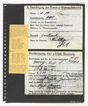 Austrian Museums, 17th-20th ct, Forms for brothel visits; Photo and collage book Stock Photos