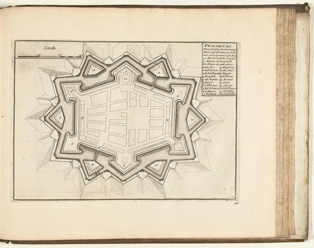 Austrian Museums, 17th-20th ct, Map of Phalsbourg, 1726; PHALSBOURG Place Fotos Stock