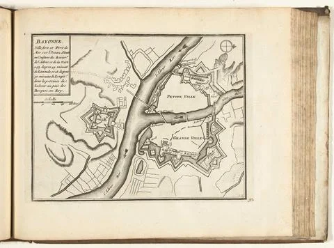 Austrian Museums, 17th-20th ct, Map of Bayonne, 1726; Bayonne. Ville Forte et Fotos Stock