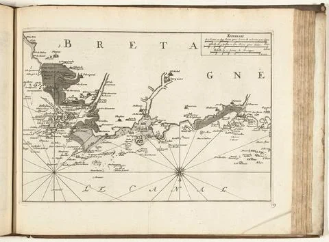 Austrian Museums, 17th-20th ct, Map of the north coast of Brittany, 1726; Les Stock Photos