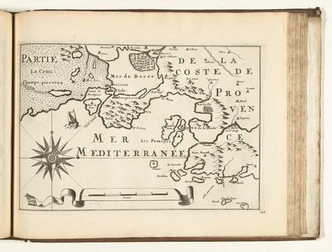 Austrian Museums, 17th-20th ct, Map of the French South Coast at Marseille, Stock Photos