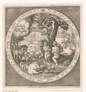 Austrian Museums, 17th-20th ct, Adam and Eva in paradise; From creation to Stock-Fotos