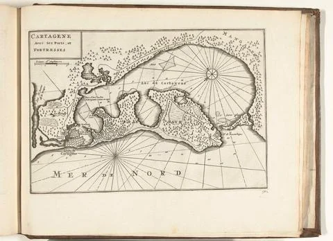 Austrian Museums, 17th-20th ct, Map of Cartagena in Colombia, 1726; Cartagene Fotos Stock