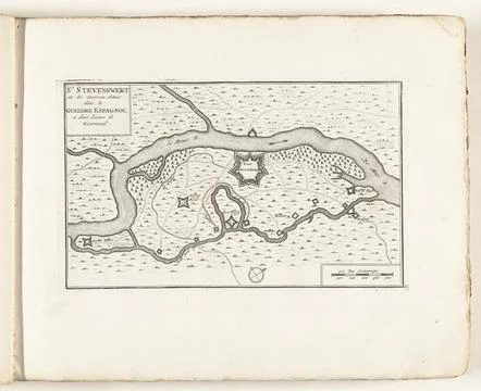Austrian Museums, 17th-20th ct, Map of Stevensweert, approx. 1702; St Stockfoto's