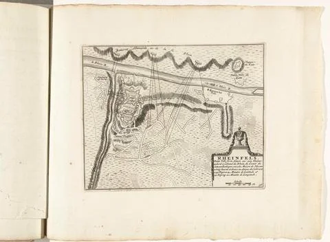 Austrian Museums, 17th-20th ct, Map with the relievance of Rheinfels, 1693; Stock Photos