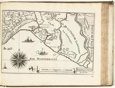 Austrian Museums, 17th-20th ct, Map of the French South Coast at Montpellier, Stock Photos