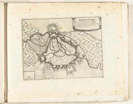 Austrian Museums, 17th-20th ct, Valenciennes map, ca. 1702; Valenciennes Ville Stockfoto's