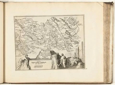 Austrian Museums, 17th-20th ct, Map of the new channel of Pontgouin to Stock Photos