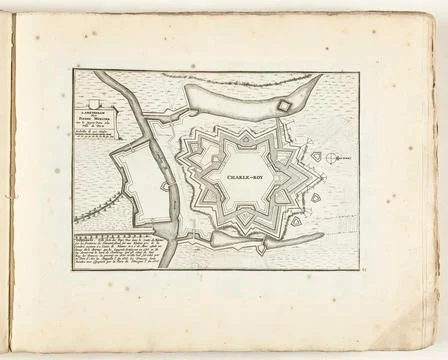 Austrian Museums, 17th-20th ct, Charleroi map, ca. 1702; Charleroy, Ville Forte 스톡 사진