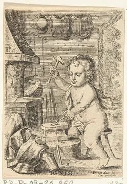 Austrian Museums, 17th-20th ct, Fire; Ignis; The four elements. A half-naked boy Stock Photos