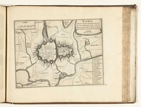 Austrian Museums, 17th-20th ct, Map of Nancy, 1726; Nanci Ville Forte et La Plus Fotos Stock