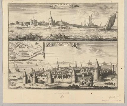 Austrian Museums, 17th-20th ct, Reimerswaal in current and earlier times, 1634; 스톡 사진