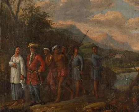 Austrian Museums, 17th-20th ct, Dutch merchant with slaves; Dutch merchant with Stock Photos