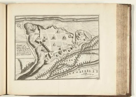 Austrian Museums, 17th-20th ct, Map of Cuneo, 1726; Coni ou cuneo ville de Stockfoto's