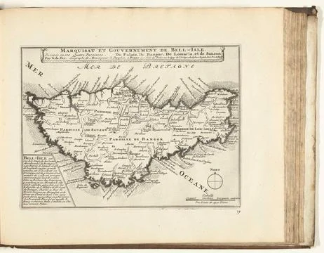 Austrian Museums, 17th-20th ct, Map of the markizaat of Belle Ile, 1726; Stock Photos
