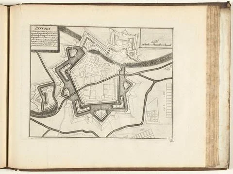 Austrian Museums, 17th-20th ct, Map of Belfort, 1726; Beffort. Fortress Situe au Stockfoto's